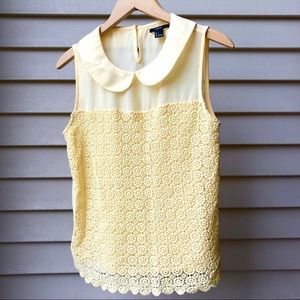 NEW 🌼 Yellow Lace Peter Pan Tank Top